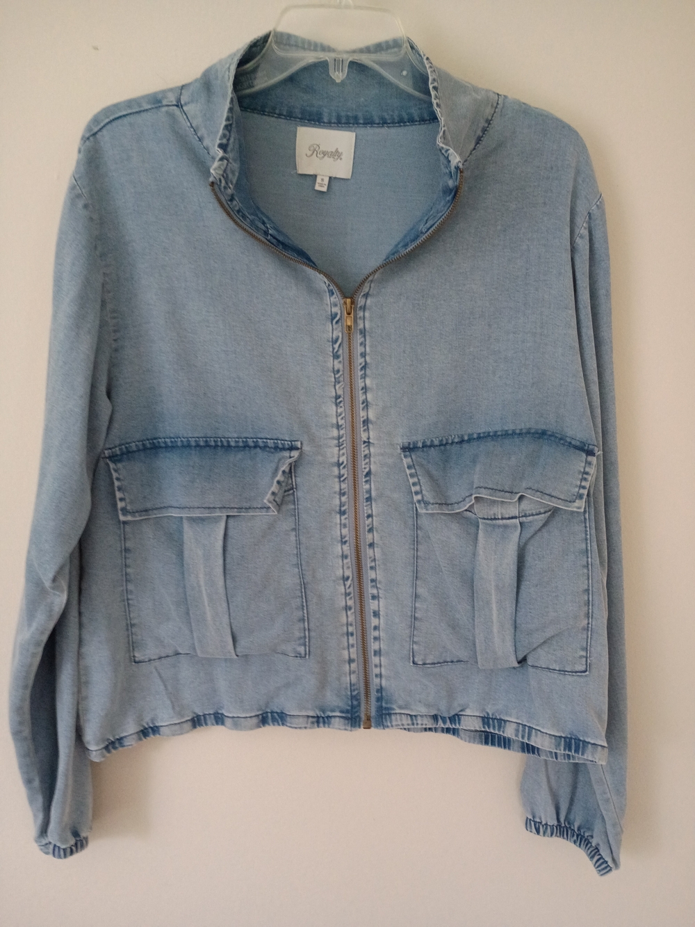 Royalty For Me Light Blue Denim Zip-Front Jacket